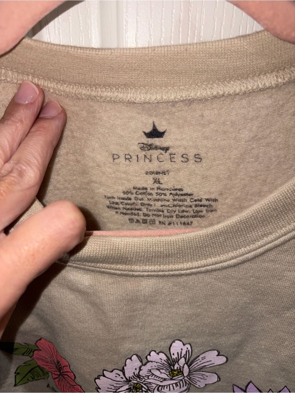 Disney Beige Crewneck Sweatshirt with Flowers as Princess - Picture 3 of 5